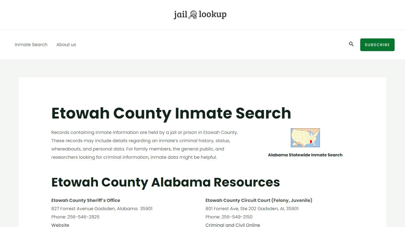Etowah County Inmate Search - Jail Lookup